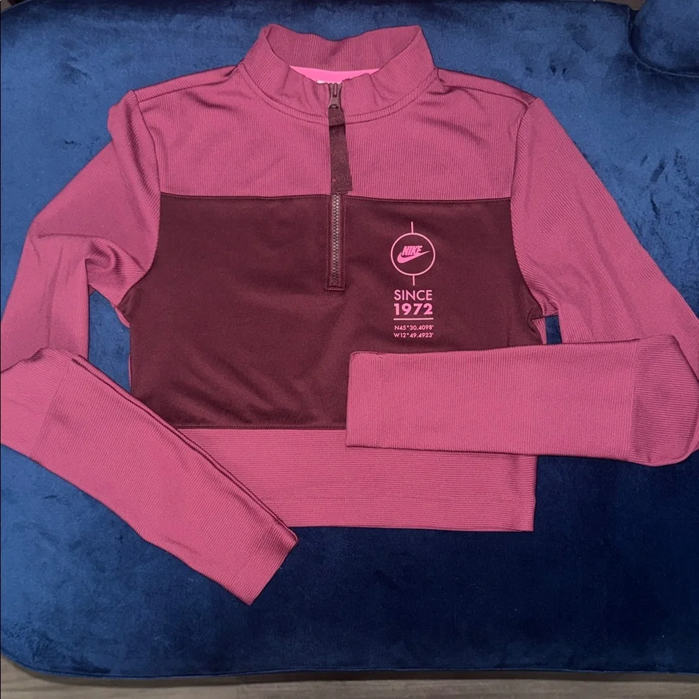 Nike Pink and Burgundy Half-Zip Top - Picture 2 of 11